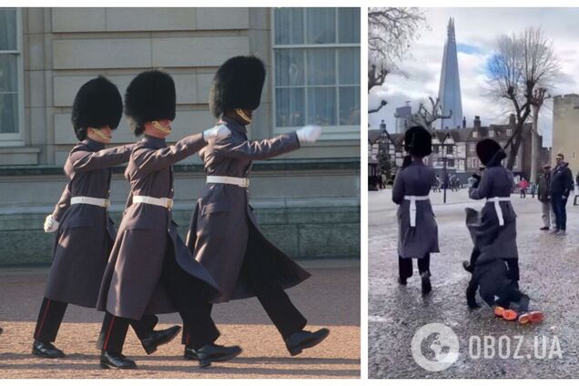 В Британии королевский гвардеец сбил с ног ребенка и продолжил маршировать. Момент попал на видео