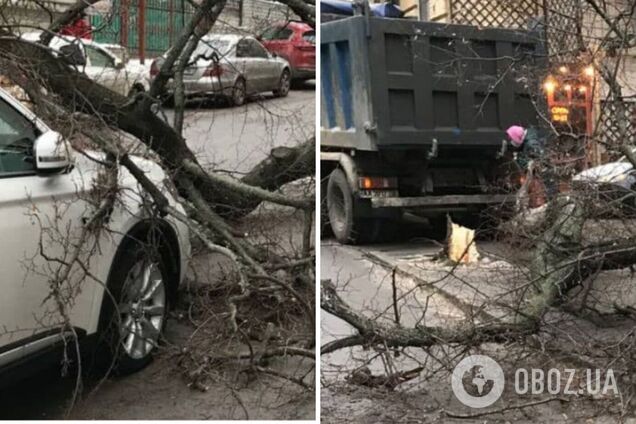 Машина получила механические повреждения