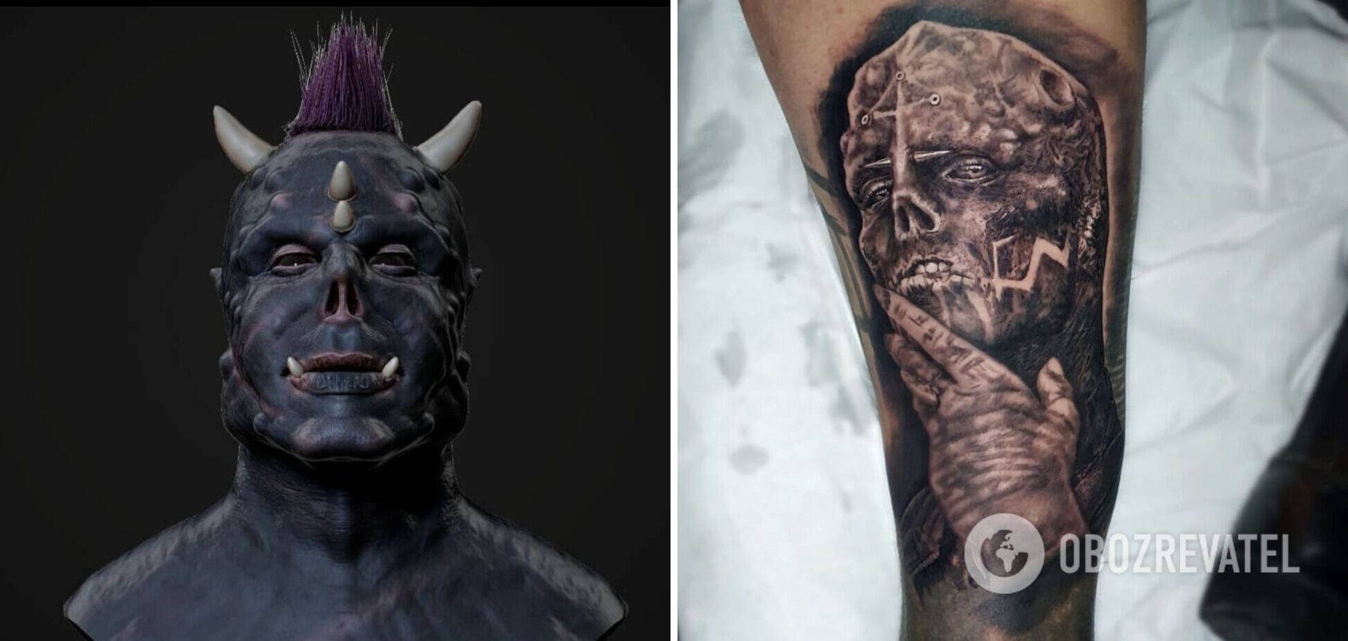 Рогатий 'Чоловік-сатана' зробив тату на честь 'Чорного прибульця'. Фото безумців