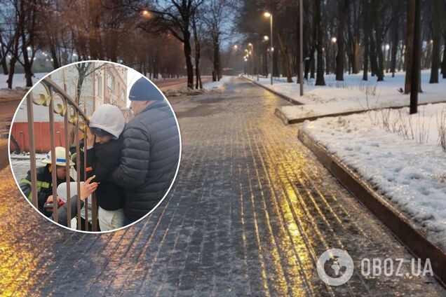 В Мелитополе ребенок поскользнулся из-за гололеда и проткнул ладонь пикой забора: пришлось вызывать спасателей. Фото