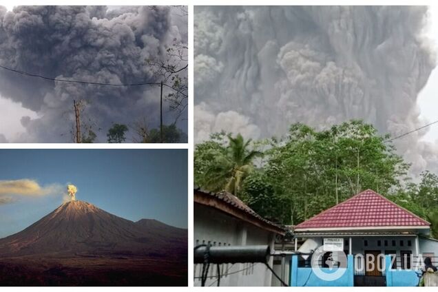 В Индонезии произошло мощное извержение вулкана Семеру: жители в панике спасаются. Фото и видео