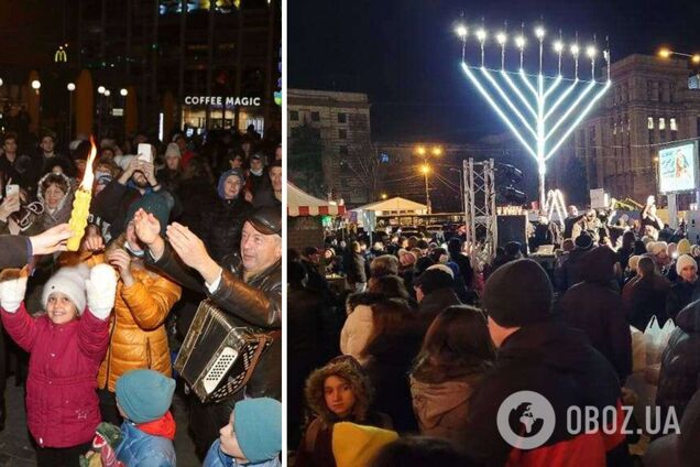 Собрались тысячи людей: в центре Днепра зажгли седьмую ханукальную свечу. Фото и видео празднования