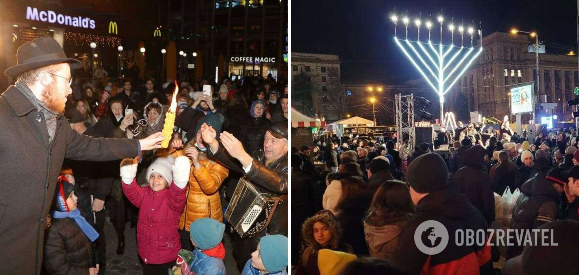 Зібралися тисячі людей: у центрі Дніпра запалили сьому ханукальну свічку. Фото та відео святкування