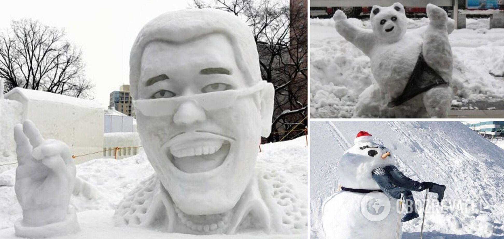 В сети публикуют забавные скульптуры из снега