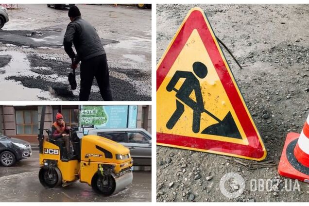 В Херсоне дорожники укладывали асфальт прямо в лужи: процесс сняли на видео