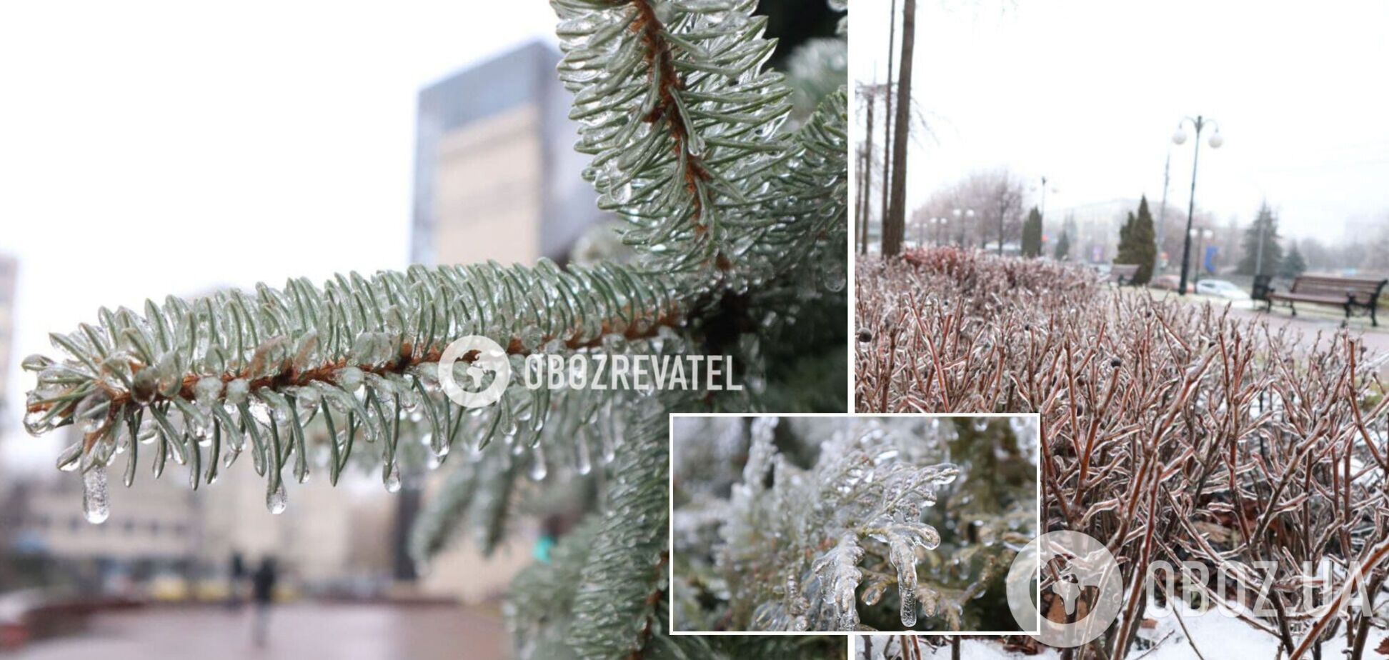 Киев накрыл ледяной дождь, а тротуары превратились в каток: атмосферные фото