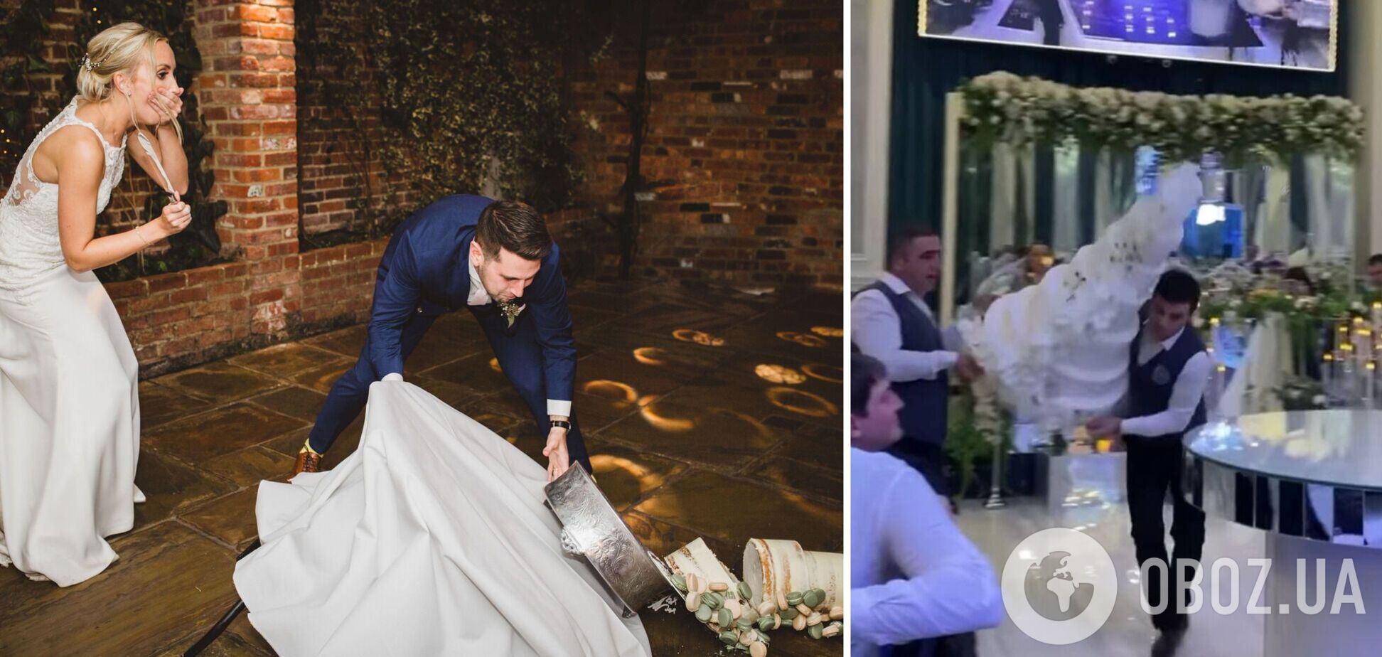 Сотрудники отеля шокировали невесту и жениха, уронив свадебный торт. Вирусное видео