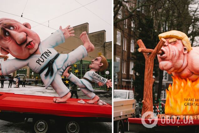 В Германии прошел карнавал, где поджарили 'Трампа' и избили 'Путина'. Фото