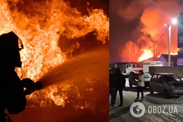 Под Харьковом вспыхнул масштабный пожар на складах. Видео