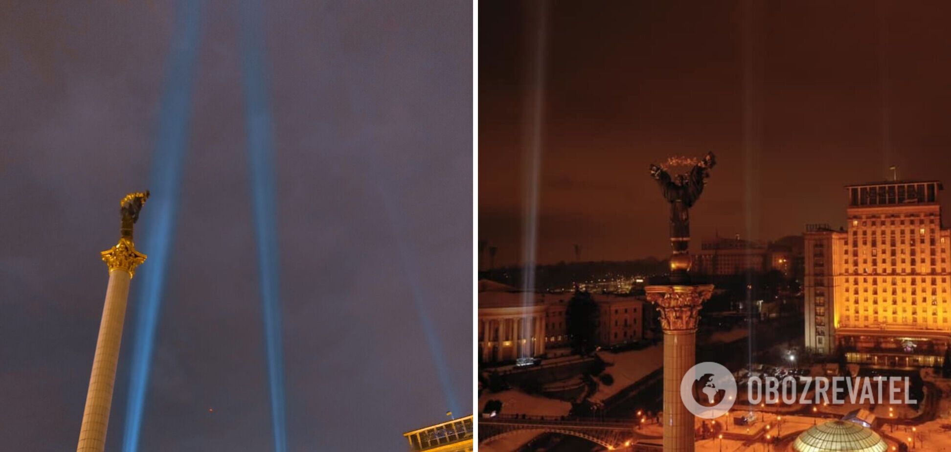 В Киеве зажгли Лучи достоинства в память о Небесной сотне. Фото и видео