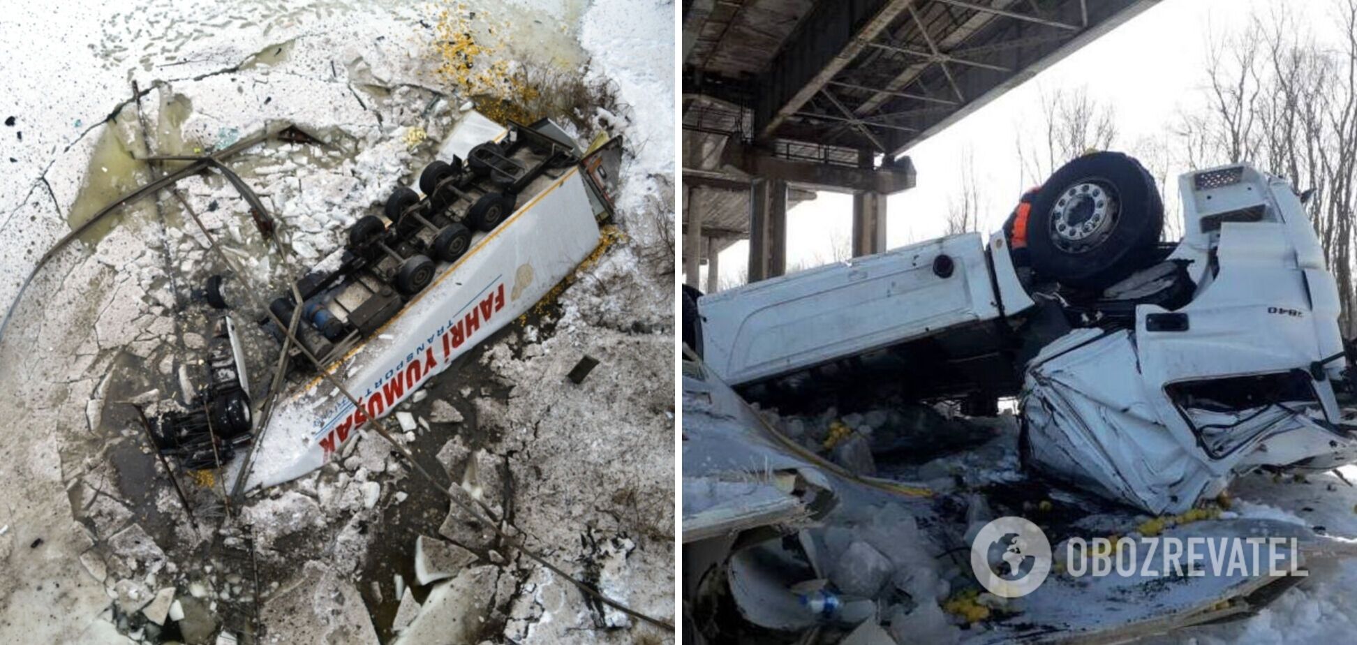 На Черниговщине фура пролетела 20 метров с моста в реку: погиб водитель-иностранец. Фото