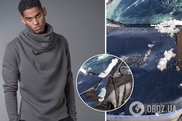 В Киеве звезде 'Танців з зірками' глыба снега разгромила машину. Видео