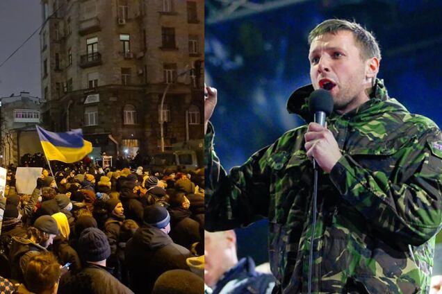 На митинге под ОП Парасюк отобрал шлем у силовика. Видео