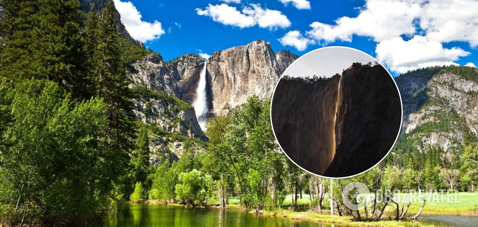 В США запечатлели редкий огненный водопад. Видео