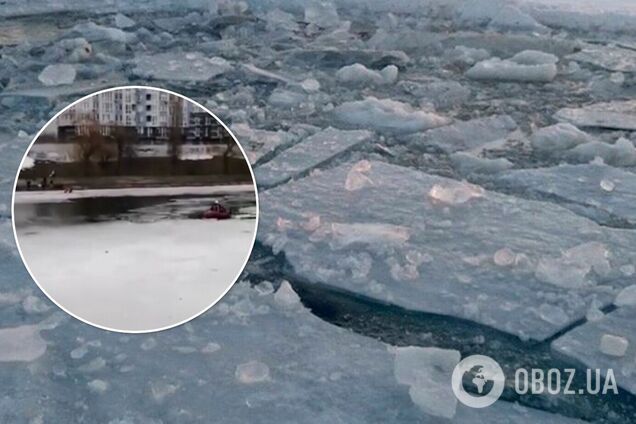 У Києві жінка провалилася під лід, намагаючись врятувати свого собаку. Відео