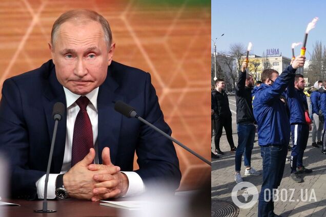 В Херсоне 'повесили' чучело Путина