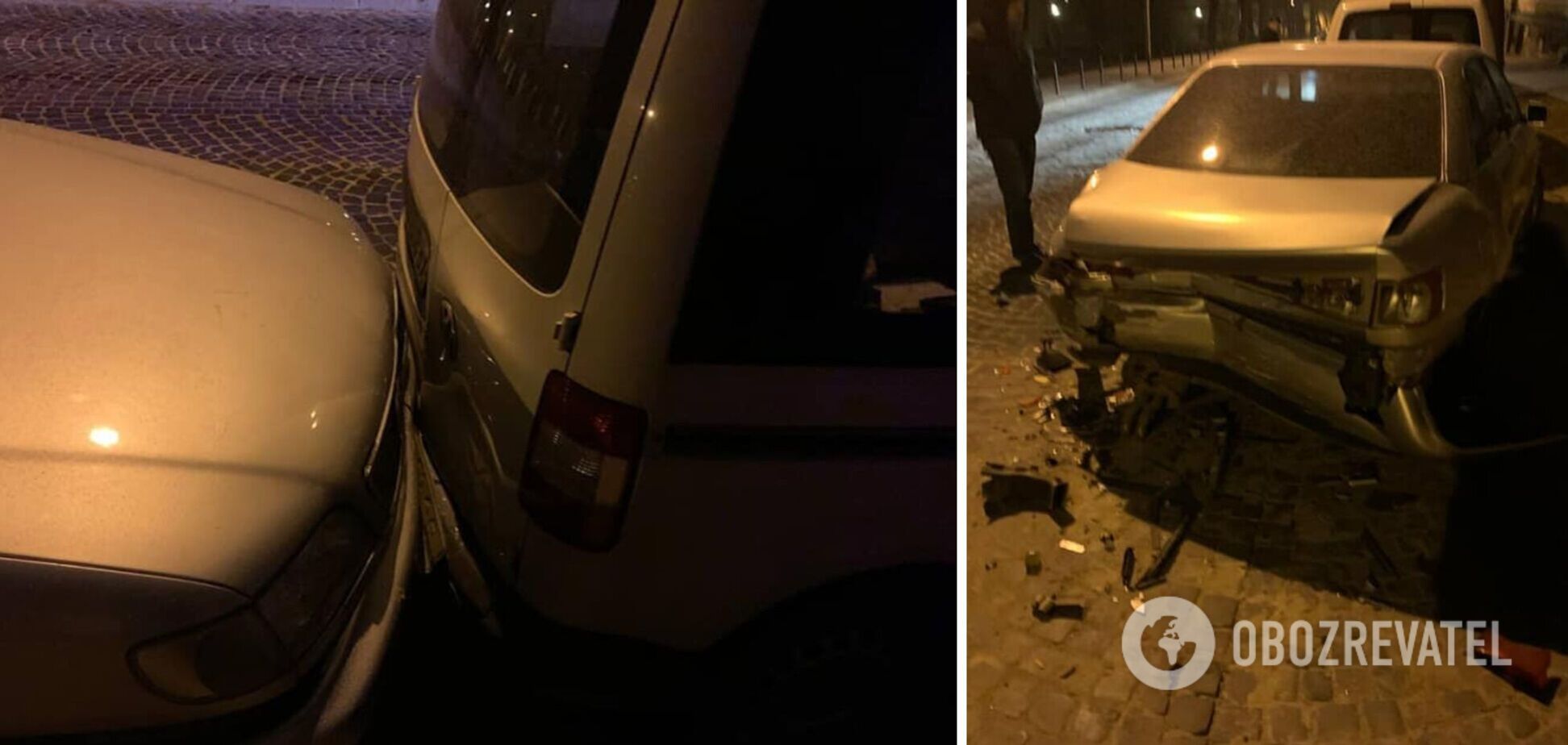 Во Львове пьяный водитель разбил пять авто. Фото