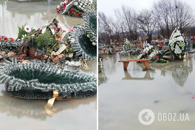 На Закарпатті затопило кладовище: свіжі могили 'попливли'. Фото і відео