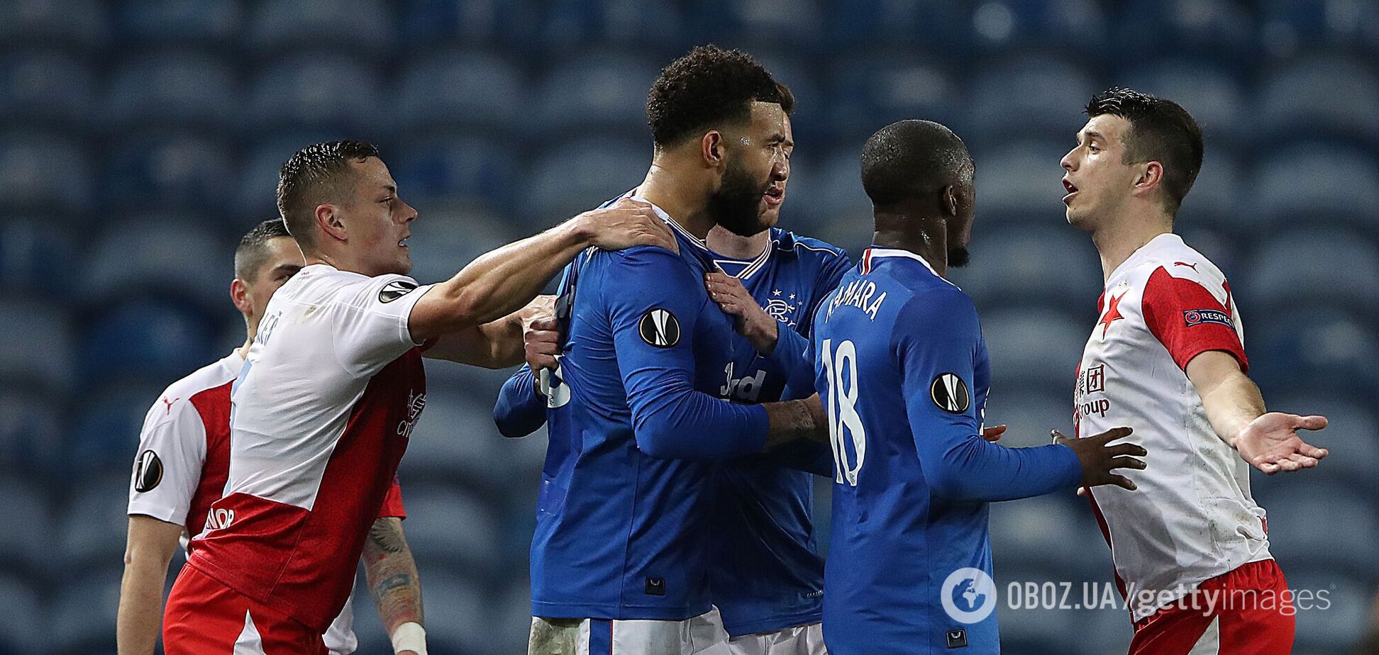 Потасовка между игроками 'Рейнджерс' и 'Славии'