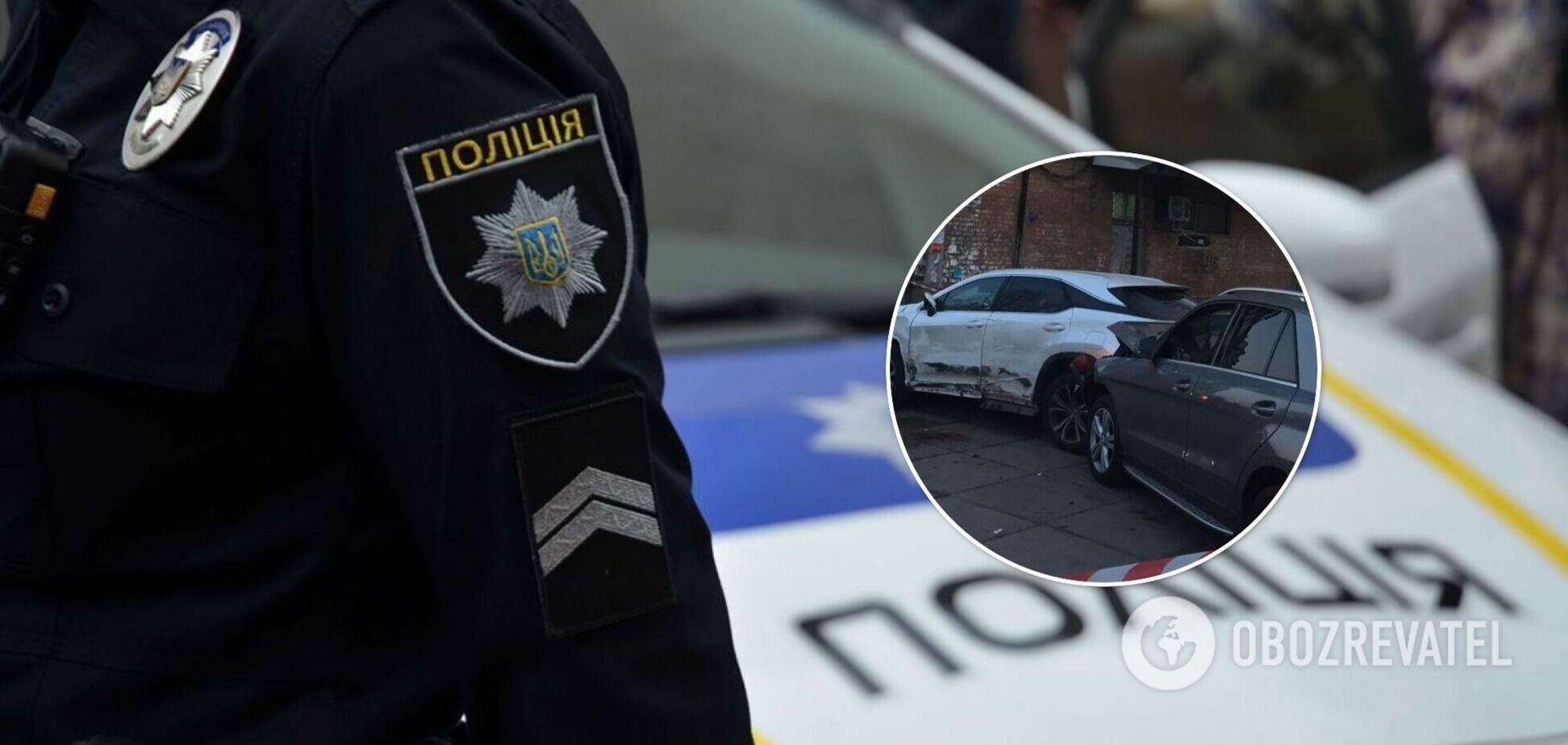 Под Киевом вооруженные мужчины жестоко избили водителя Lexus. Фото с места ЧП