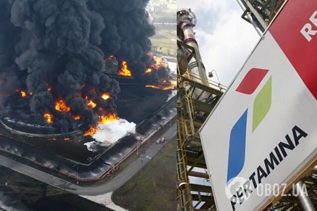 Пожежу на нафтозаводі в Індонезії показали з дрона. Відео