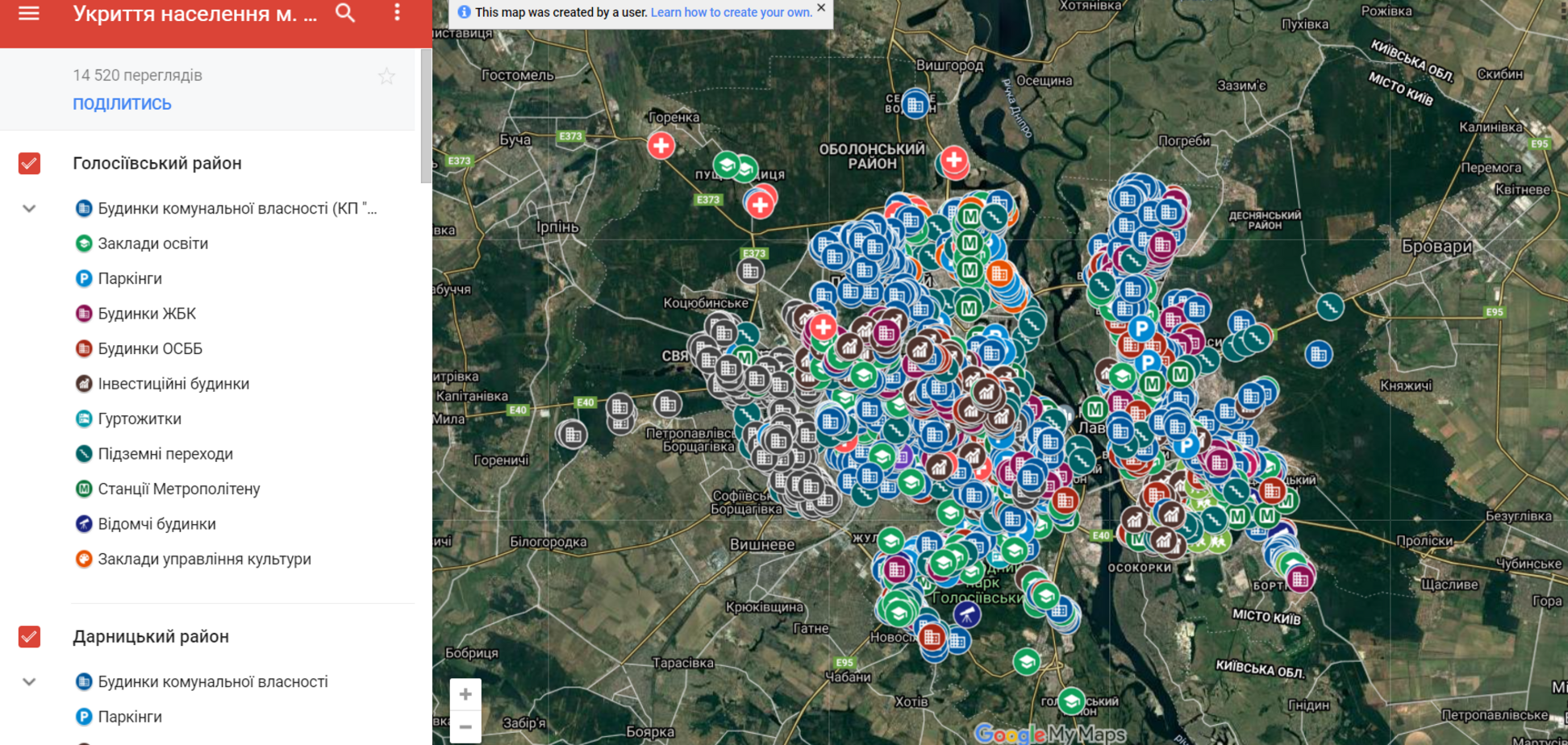 В Киеве показали карту подземных укрытий в случае войны и катастроф