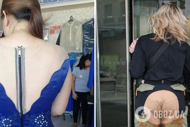 Девушки сначала не обратили внимание на интересный фасон наряда