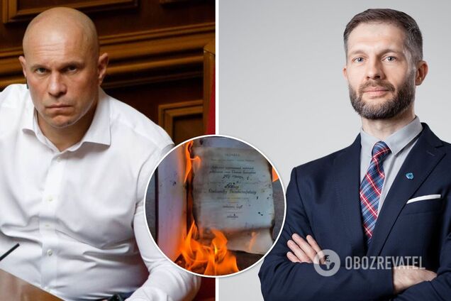 Во Львове кандидат наук сжег свой диплом из-за диссертации Кивы. Фото