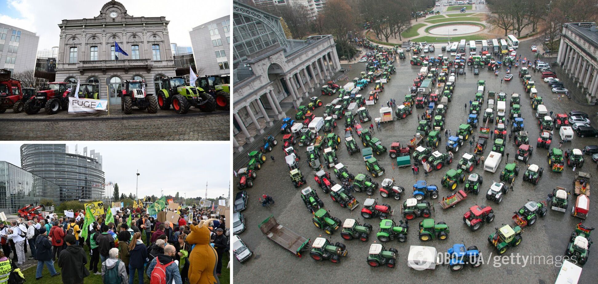 Почти 1,5 тысячи тракторов блокировали движение у Европарламента. Фото и видео масштабного протеста