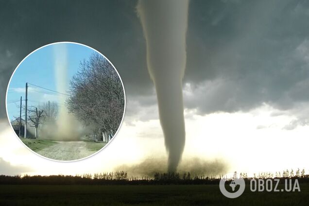 На Буковине смерч перегородил дорогу машине. Видео редкого явления