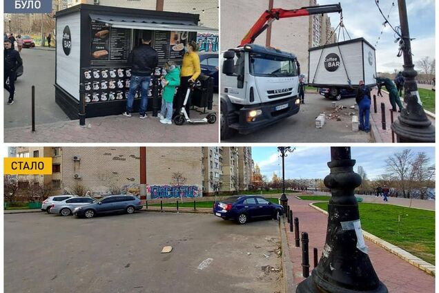 В Киеве убрали МАФы возле Оболонской набережной