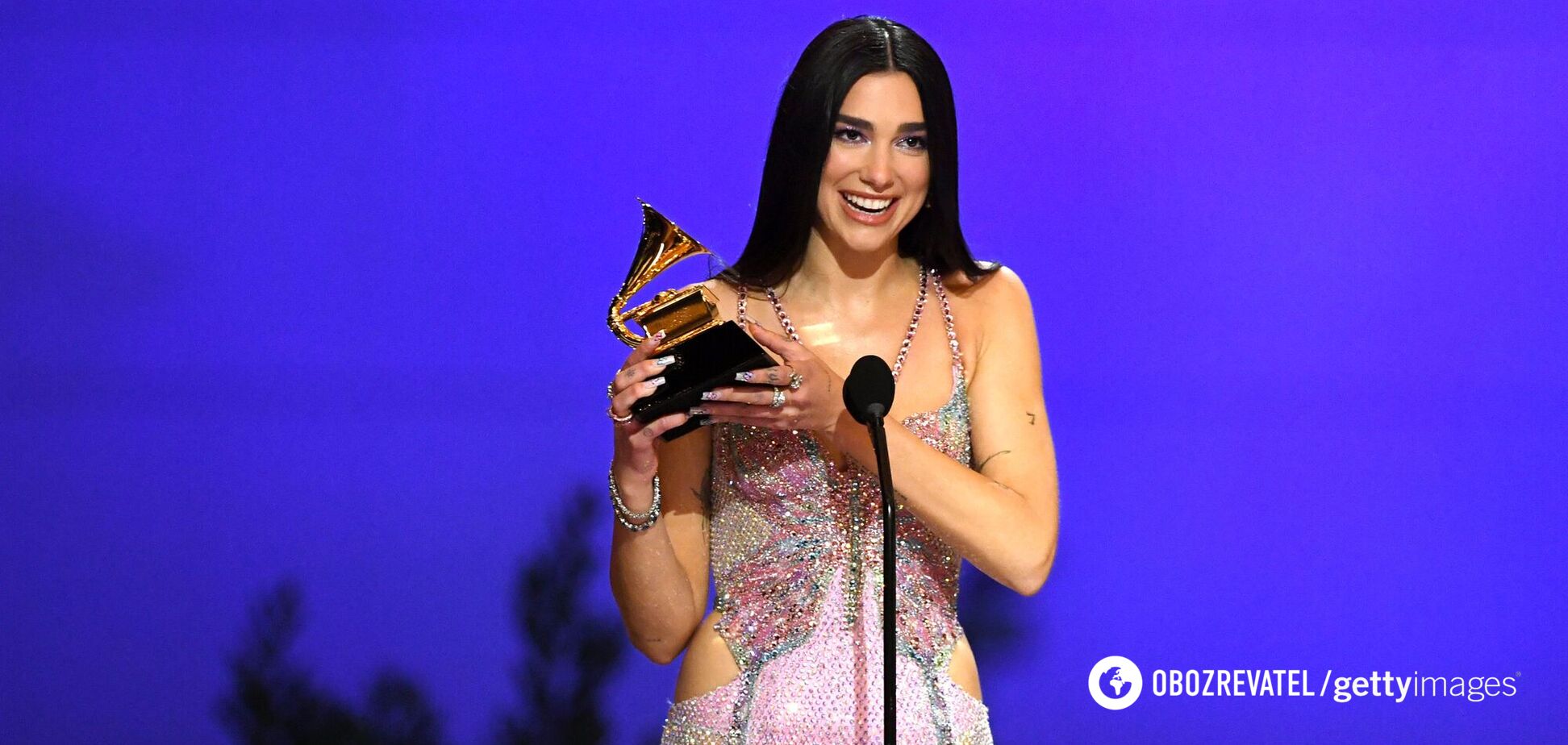 Дуа Липа показала пикантный лук в чулках и мини-юбке