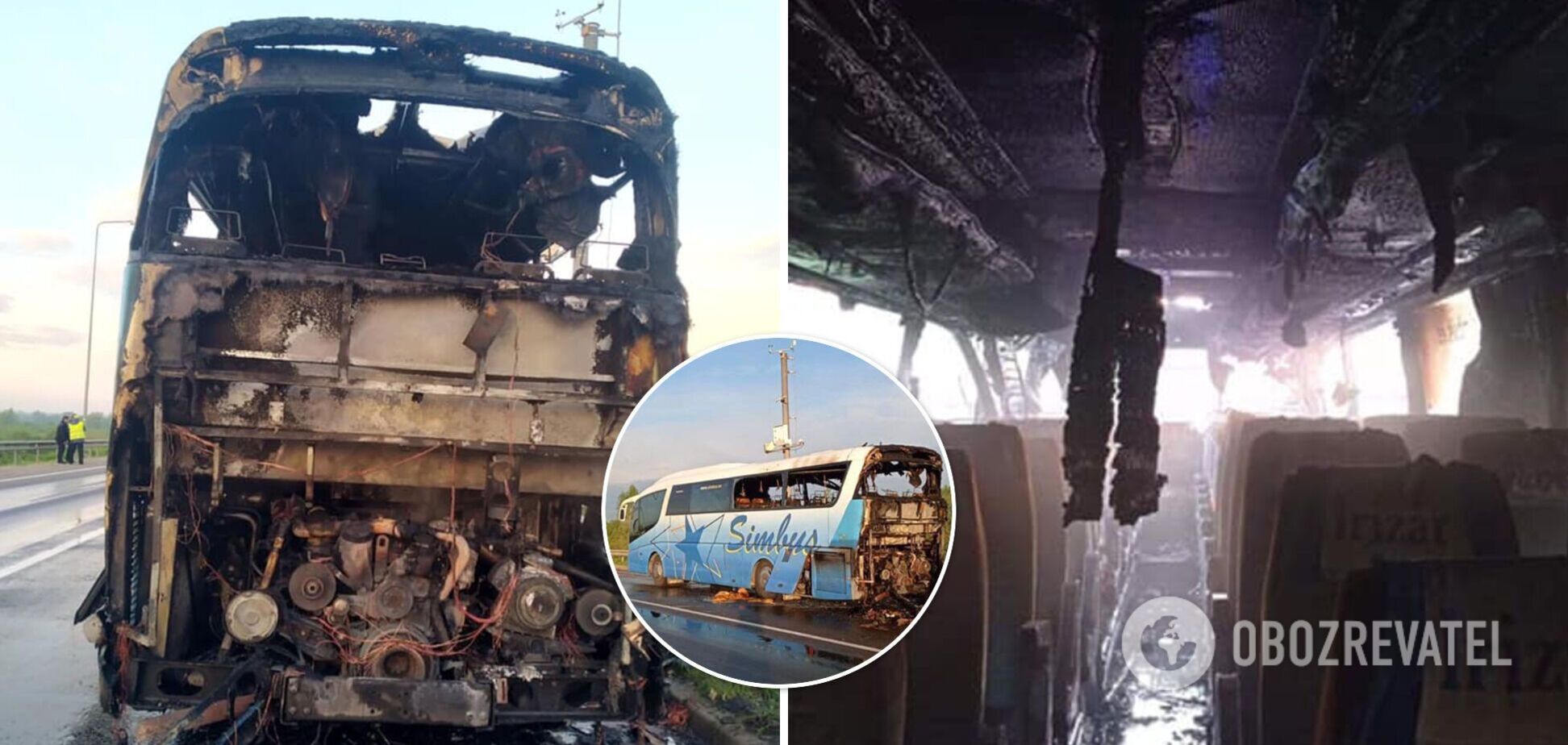 На Львівщині згорів рейсовий автобус, який перевозив пасажирів. Фото