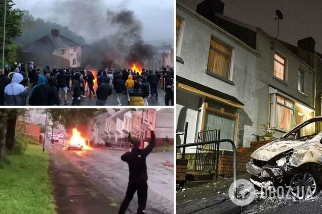 В Уэльсе жители разгромили улицу и сожгли автомобили после поминок. Фото и видео