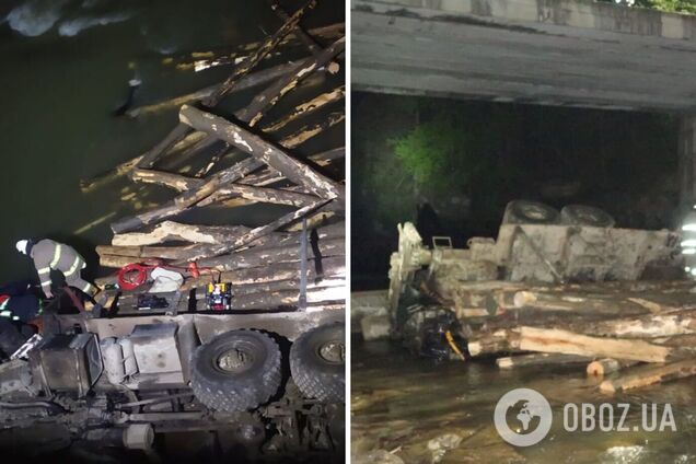 На Прикарпатье лесовоз слетел в реку и унес жизни двух людей: стала известна причина. Фото