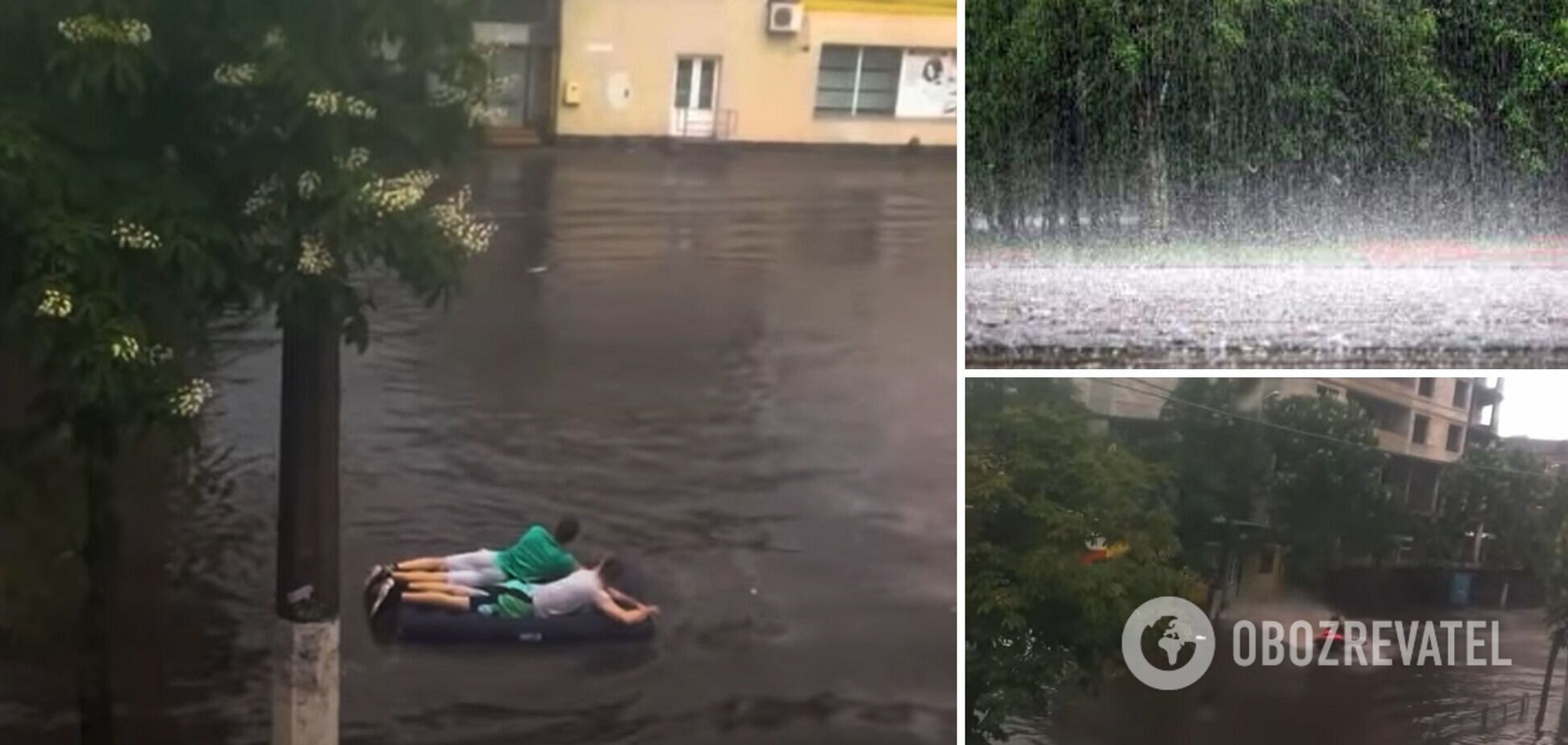 Житомир затопило после ливня: люди добираются вплавь на матрасах и гидроциклах. Фото, видео