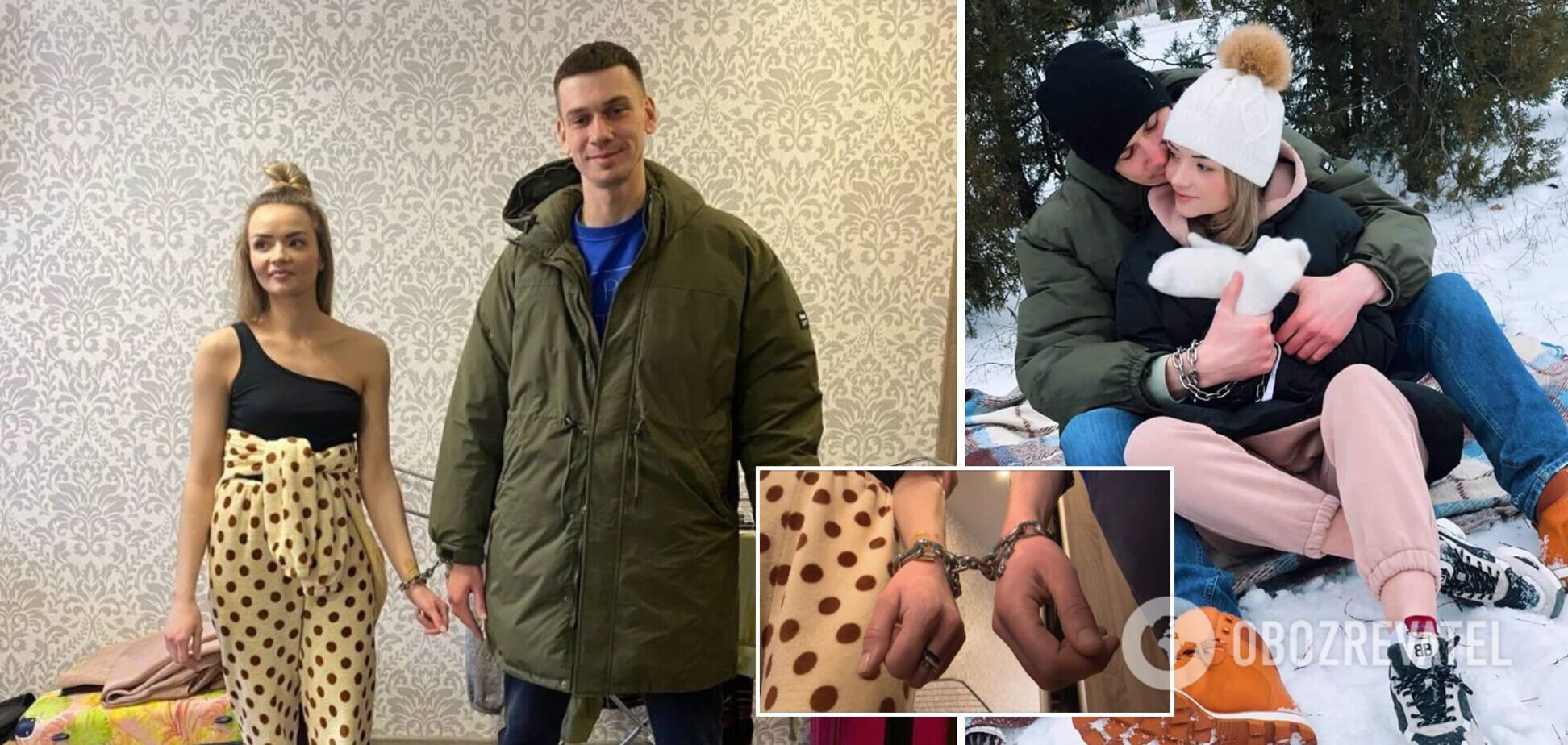 К скованной цепью паре влюбленных из Харькова присоединилась еще одна девушка. Фото