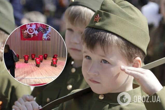 В РФ к 9 мая дети изображали могилы погибших солдат, а в Беларуси – устроили 'сожжение деревни'. Фото и видео