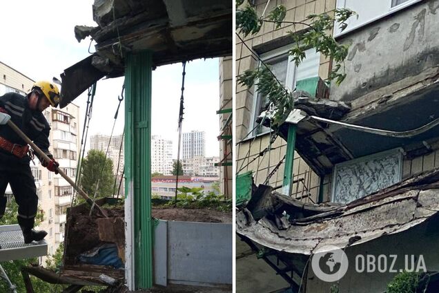 В Киеве частично упал балкон