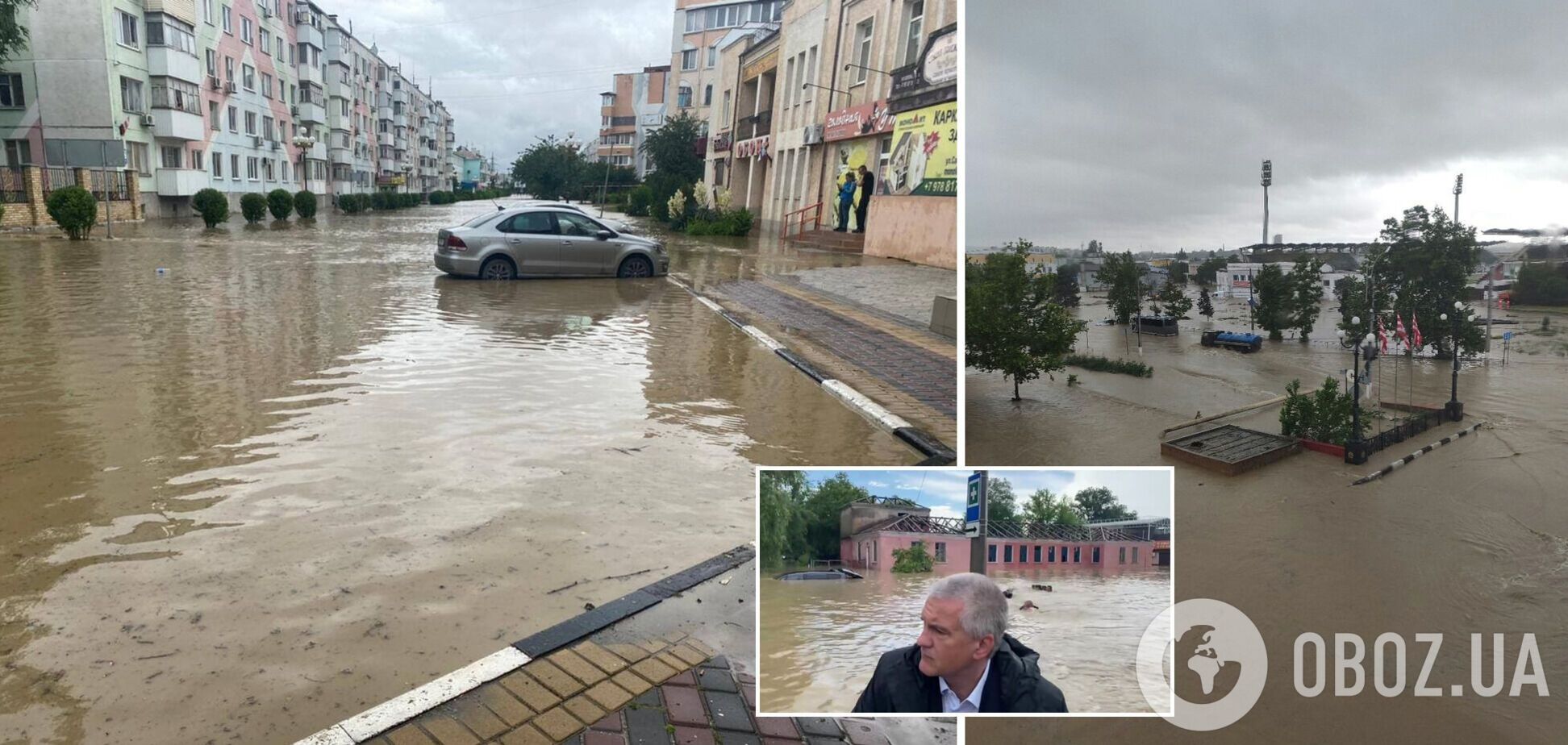 Аксенов покатался на лодке в затопленной после ливня Керчи. Видео