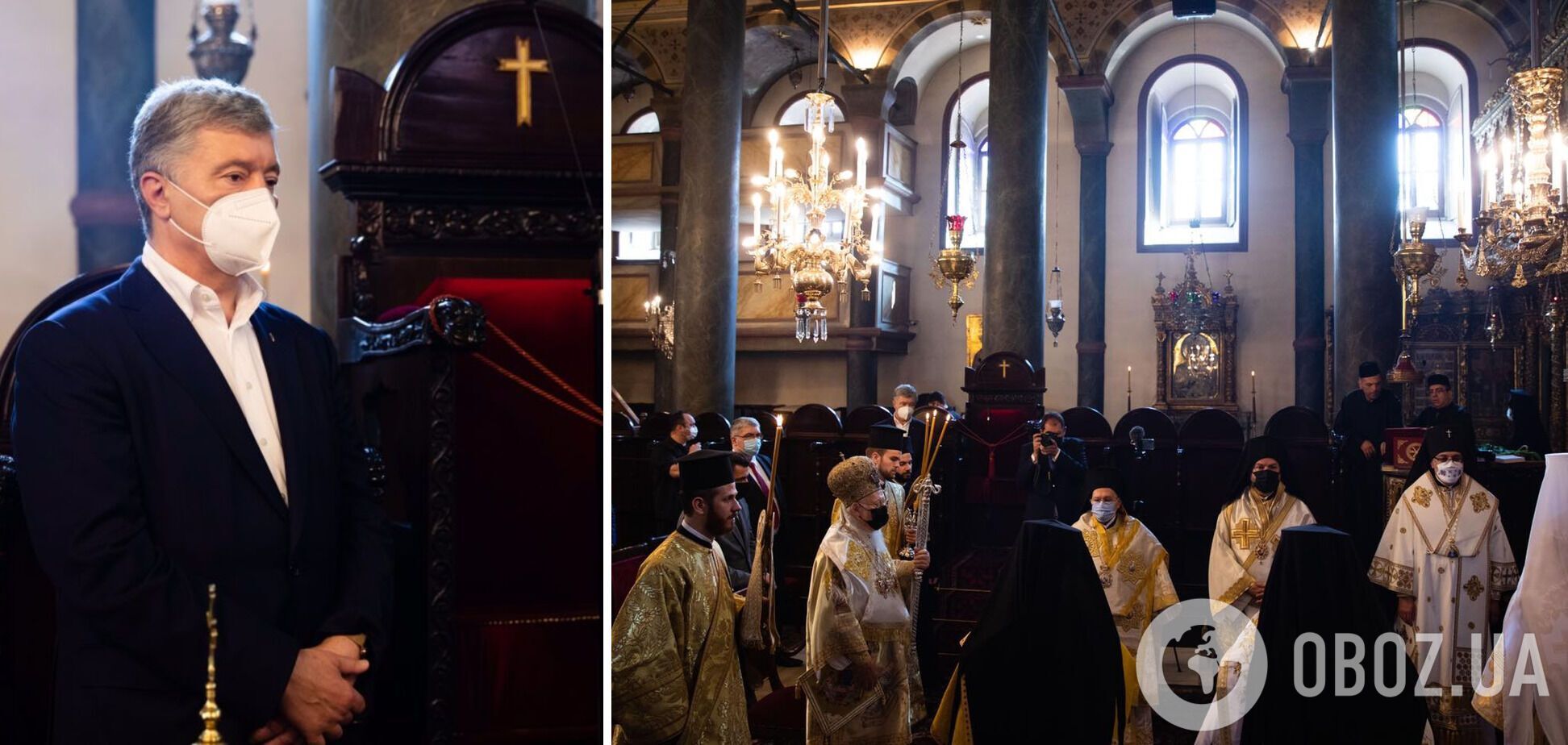 Порошенко принял участие в литургии на Троицу, которую возглавил Патриарх Варфоломей. Фото