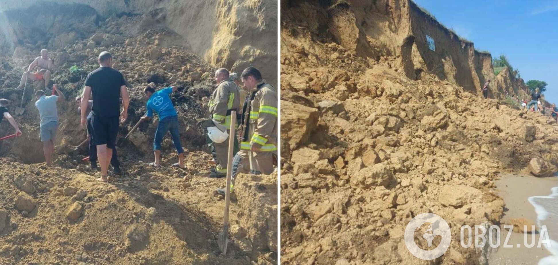 На Одесщине сошел оползень: спасатели продолжили искать людей под землей ночью. Фото