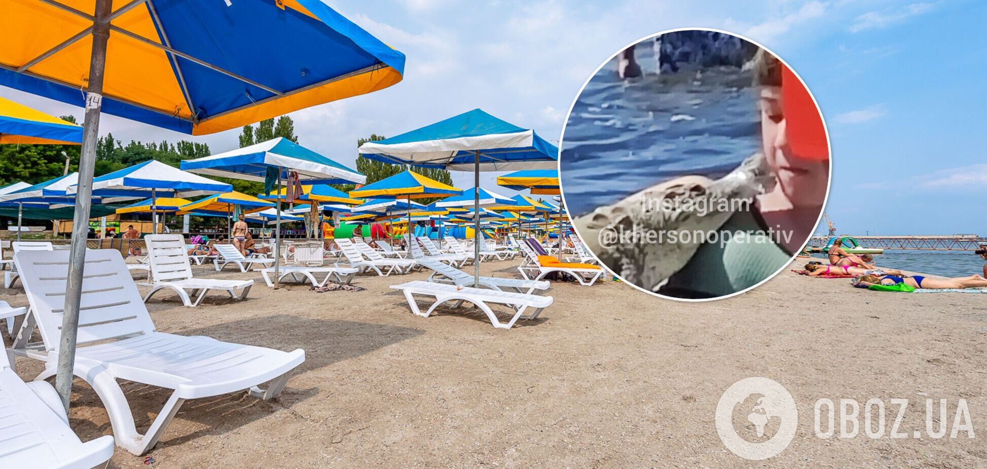 В курортном Скадовске мужчина выгуливал на пляже крокодила. Фото и видео
