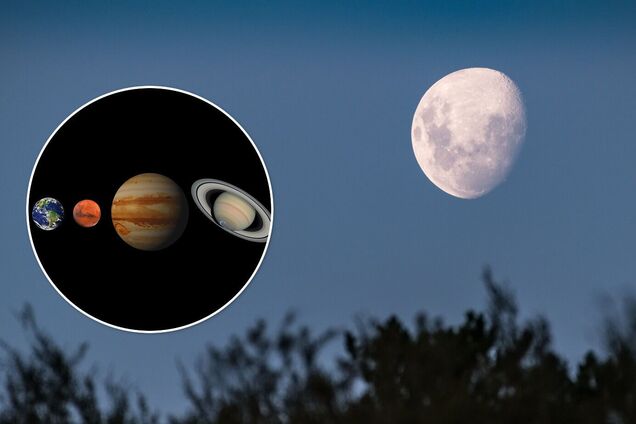 Місяць і Юпітер фото