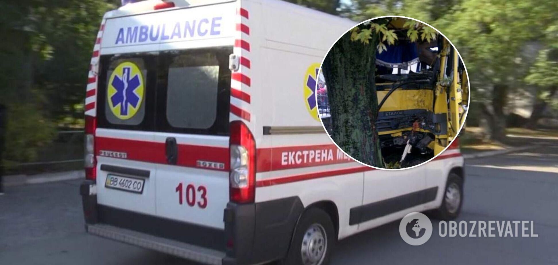 У Львові маршрутка з пасажирами врізалася в дерево: поранено 5 осіб