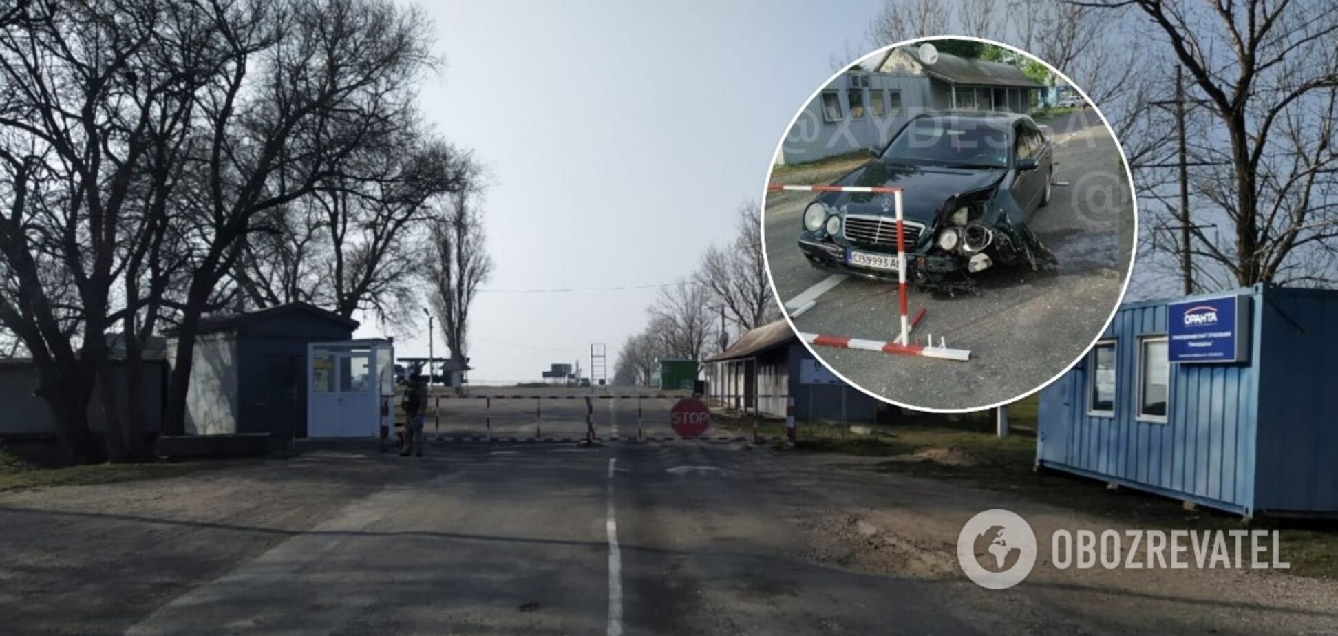 В Одесской области пьяный полицейский въехал на авто в шлагбаум пограничного пункта пропуска