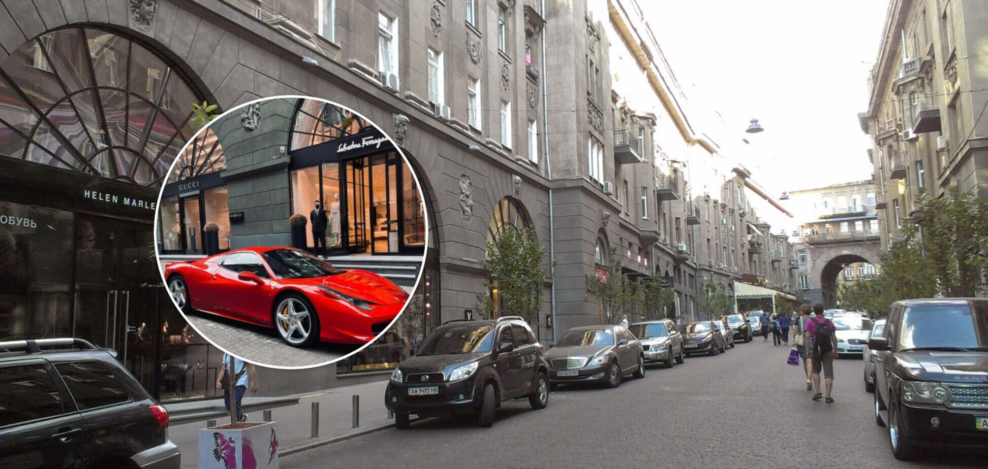 В Киеве водитель роскошного Ferrari удивил рискованной парковкой. Фото