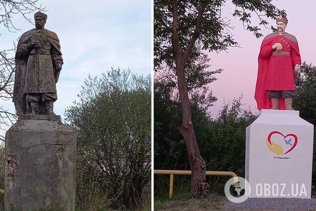 Памятник Хмельницкому 'до' и 'после'