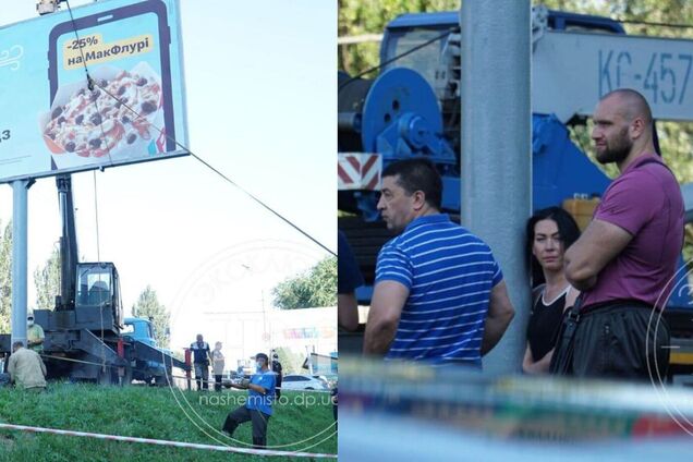 В Днепре люди Загида Краснова мешали демонтировать аварийные билборды