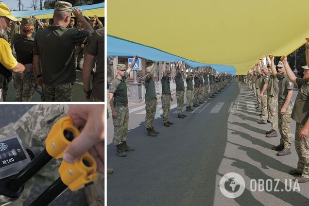 В Мариуполе военные развернули огромный флаг Украины: установлен рекорд. Фото